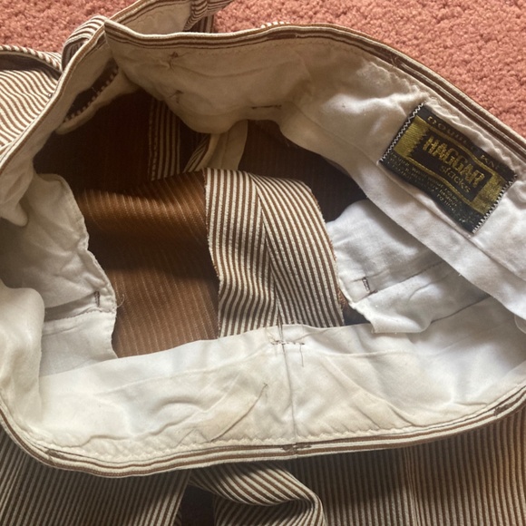 Vintage Men's Haggar Slacks Pants Brown and White Striped - Picture 5 of 7